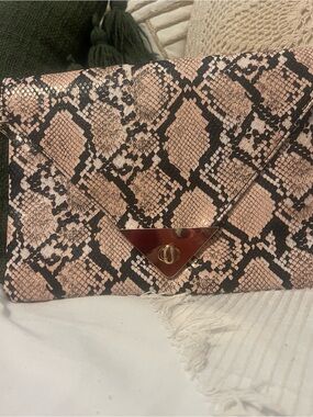 Snake-Print Envelope Crossbody Bag